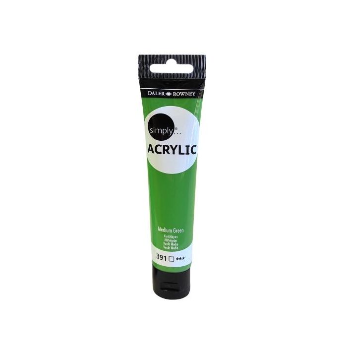 Daler Rowney Simply Pintura Acrilica - Tubo de Plastico - 75ml - Color Verde Medio