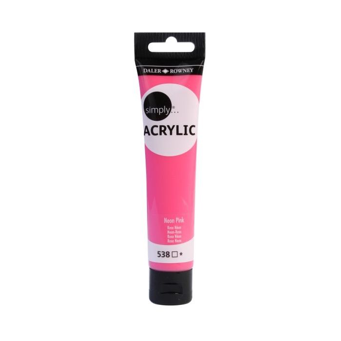 Daler Rowney Simply Pintura Acrilica - Tubo de Plastico - 75ml - Color Rosa Neon