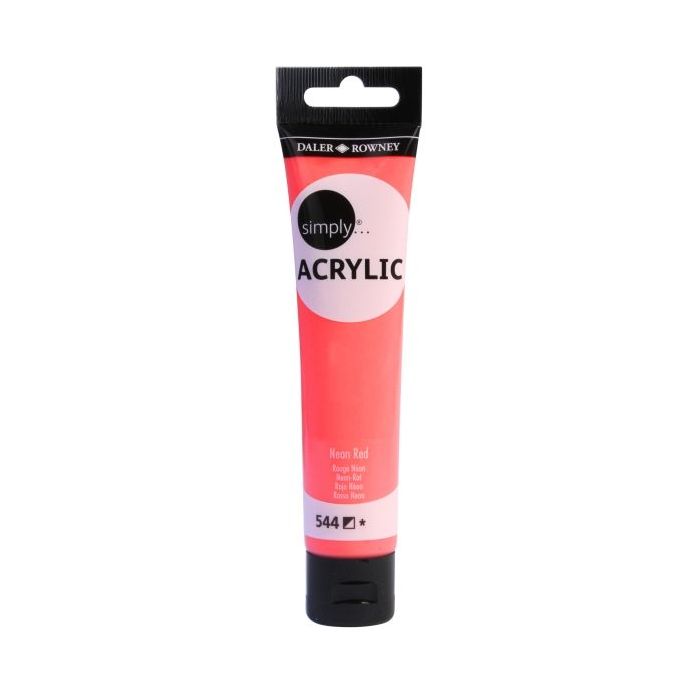 Daler Rowney Simply Pintura Acrilica - Tubo de Plastico - 75ml - Color Rojo Neon