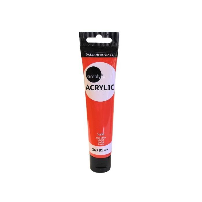 Daler Rowney Simply Pintura Acrilica - Tubo de Plastico - 75ml - Color Escarlata