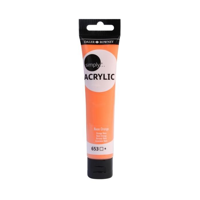 Daler Rowney Simply Pintura Acrilica - Tubo de Plastico - 75ml - Color Naranja Neon