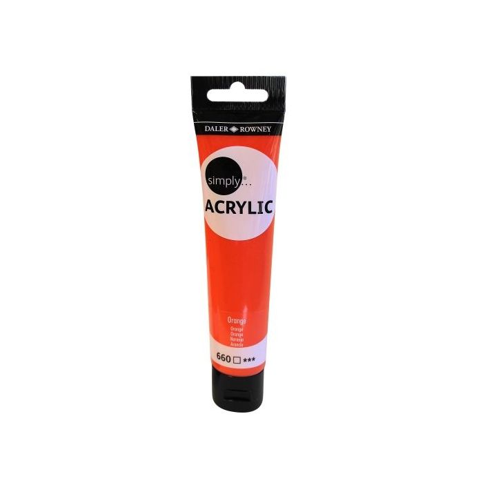 Daler Rowney Simply Pintura Acrilica - Tubo de Plastico - 75ml - Color Naranja