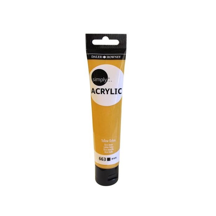 Daler Rowney Simply Pintura Acrilica - Tubo de Plastico - 75ml - Color Ocre Amarillo