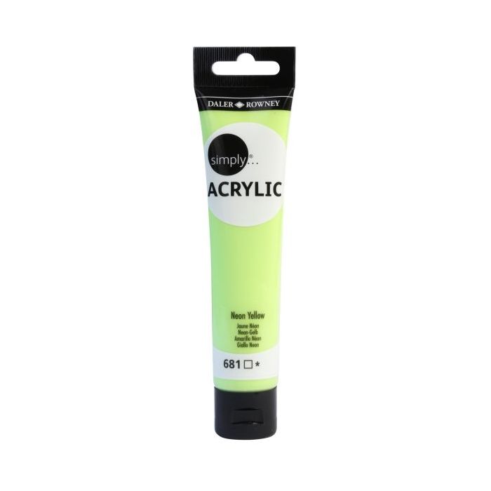 Daler Rowney Simply Pintura Acrilica - Tubo de Plastico - 75ml - Color Amarillo Neon