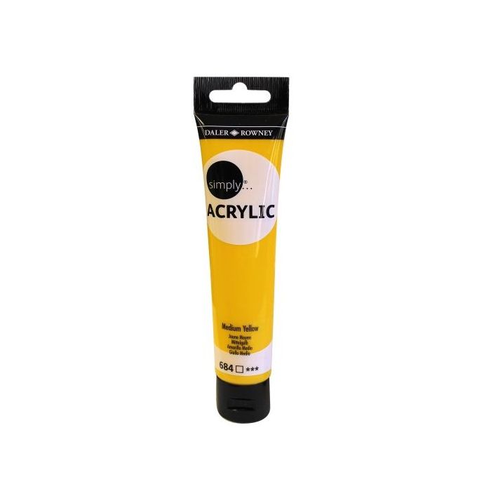 Daler Rowney Simply Pintura Acrilica - Tubo de Plastico - 75ml - Color Amarillo Medio