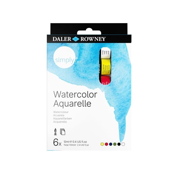 Daler Rowney Simply Pack de 6 Acuarelas - 12ml - Colores Surtidos