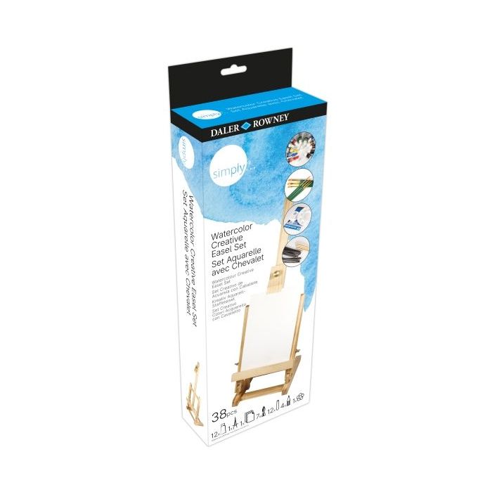 Daler Rowney Simply Pack de 38 Piezas - Set Creativo - Acuarela - Caballete - Colores Surtidos