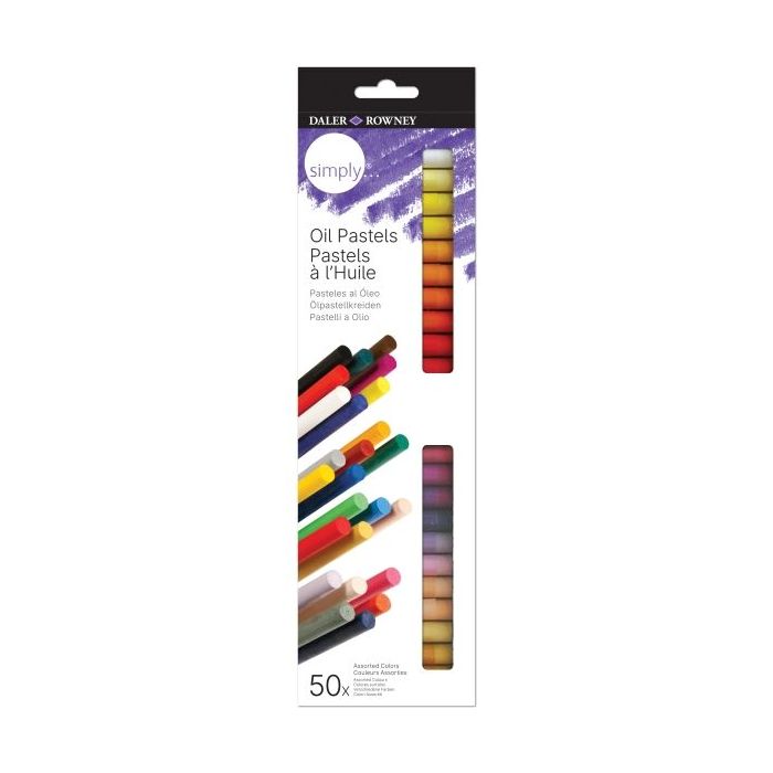 Daler Rowney Simply Pack de 50 Pasteles al Oleo - Caja de Carton - Colores Surtidos