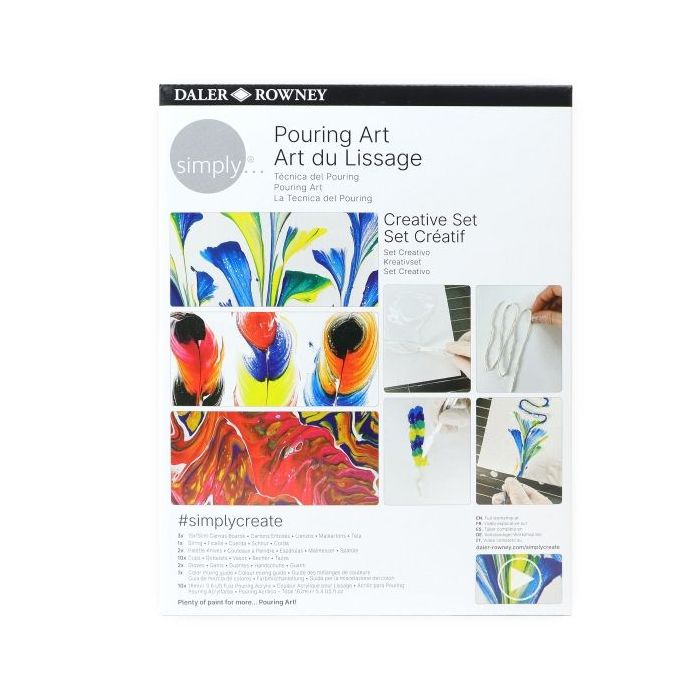 Daler Rowney Simply Creative Pack de Pintura Acrilica - Tecnica de Pouring - Caja de Carton - Colores Surtidos