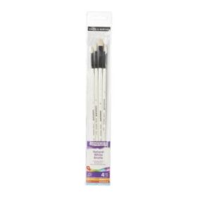 Daler Rowney Graduate Pack de 4 Pinceles para Oleo - Pelo de Cerda Natural - Mango Largo