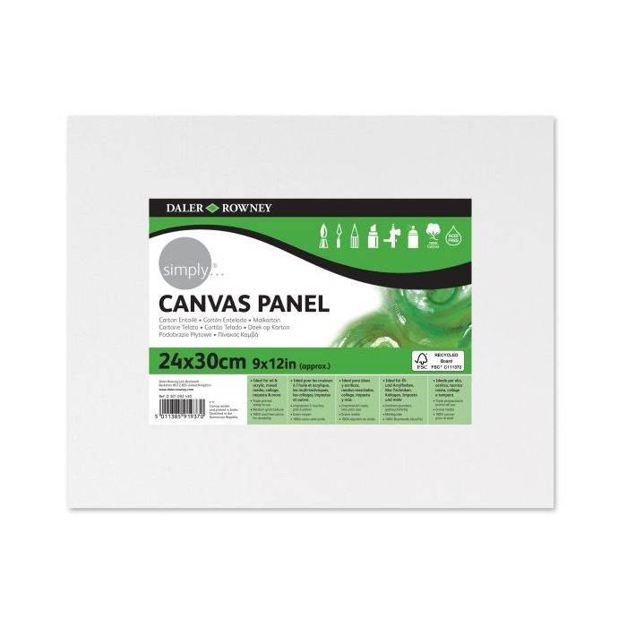 Daler Rowney Simply Carton Entelado - 250g - 24x30cm - Imprimacion Triple - Grano Medio - 100% Algodon sin Acido - 250g - Color Blanco