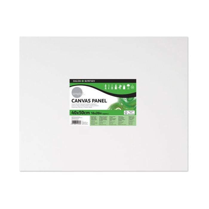 Daler Rowney Simply Carton Entelado - 250g - 40x50cm - Imprimacion Triple - Grano Medio - 100% Algodon sin Acido - 250g - Color Blanco