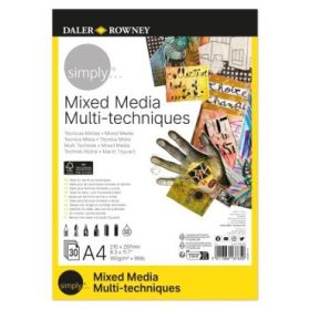 Daler Rowney Simply Bloc Encolado Mix Media - A4 - 160g - 30 Hojas - Color Blanco