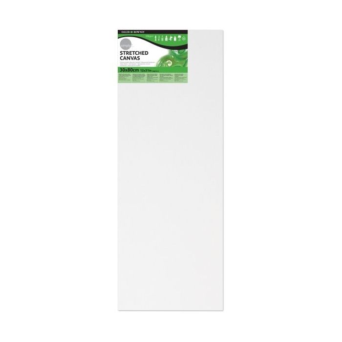 Daler Rowney Simply Bastidor Entelado - 30x80cm - Imprimacion Triple - Grano Medio - 100% Algodon sin Acido - 250g - Color Blanco