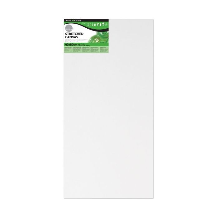 Daler Rowney Simply Bastidor Entelado - 40x80cm - Imprimacion Triple - Grano Medio - 100% Algodon sin Acido - 250g - Color Blanco