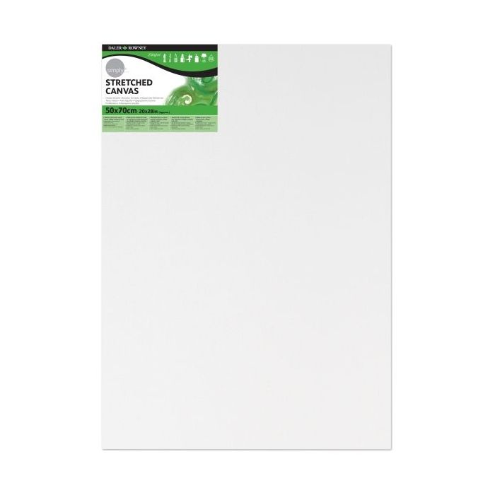 Daler Rowney Simply Bastidor Entelado - 50x70cm - Imprimacion Triple - Grano Medio - 100% Algodon sin Acido - 250g - Color Blanco