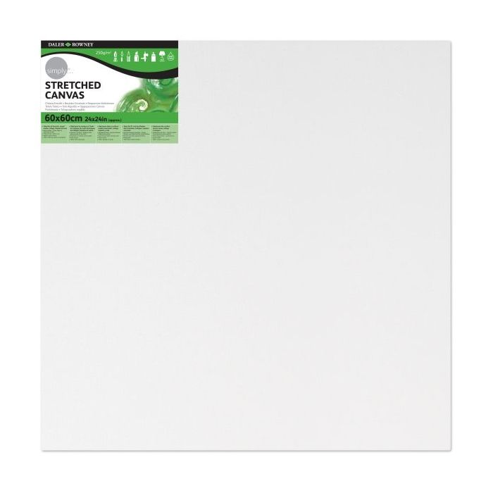Daler Rowney Simply Bastidor Entelado - 60x60cm - Imprimacion Triple - Grano Medio - 100% Algodon sin Acido - 250g - Color Blanco