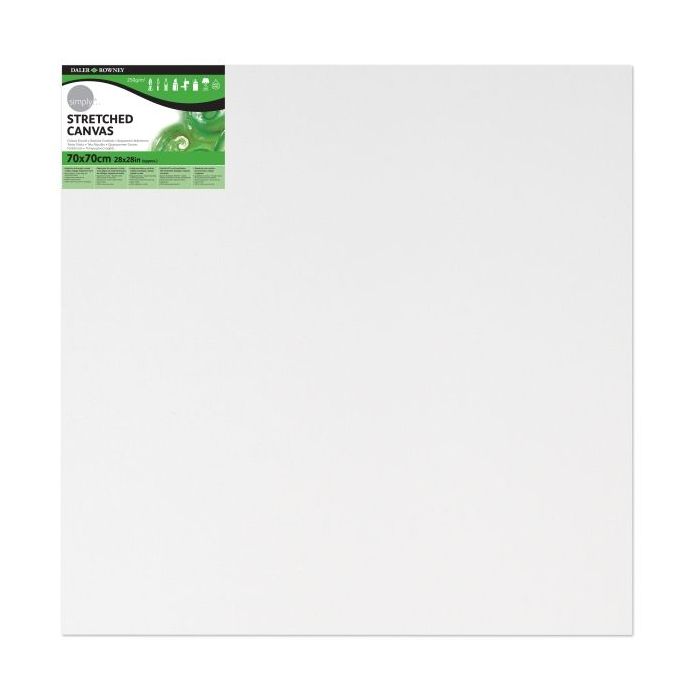Daler Rowney Simply Bastidor Entelado - 70x70cm - Imprimacion Triple - Grano Medio - 100% Algodon sin Acido - 250g - Color Blanco