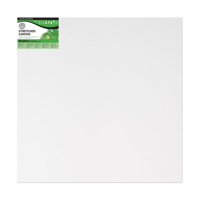 Daler Rowney Simply Bastidor Entelado - 80x80cm - Imprimacion Triple - Grano Medio - 100% Algodon sin Acido - 250g - Color Blanco