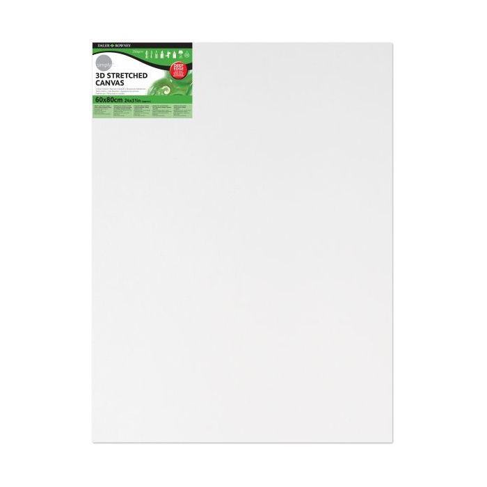 Daler Rowney Simply Bastidor Entelado 3D - 60x80cm - Imprimacion Triple - Grano Medio - 100% Algodon sin Acido - 250g - Color Blanco