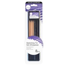 Daler Rowney Simply Pack de 8 Lapices para Esbozo - Estuche Metalico - Color Negro