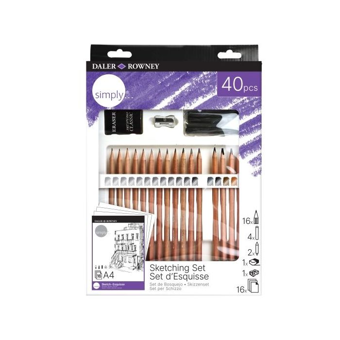 Daler Rowney Simply Pack de 40 Piezas - Set Creativo para Esbozo