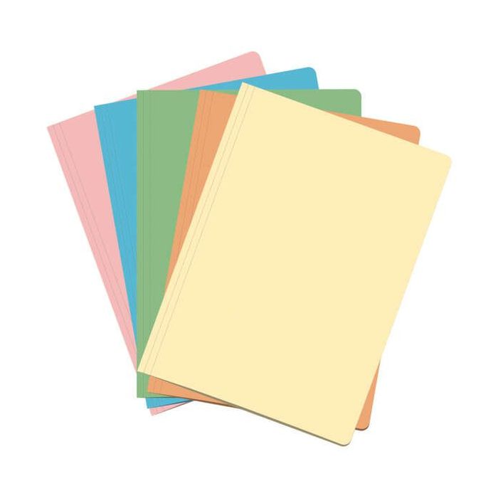 Dohe Pack de 50 Subcarpetas de Cartulina - Tamaño Folio - Ranura para Fastener - Colores Claros Surtidos