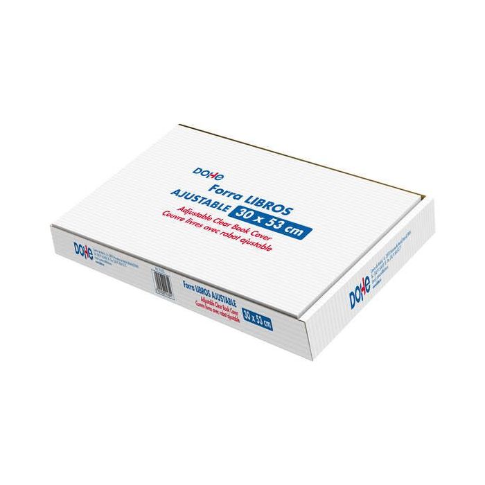 Dohe Caja de 100 Cubiertas Protectoras de Libros - Solapa Adhesiva Reposicionable - Tamaño 30x53cm - Material PVC 120 micras