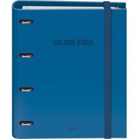 Dohe Colour Vibes Carpeta de 4 Anillas Mixtas de 35mm Recambio 100 Hojas Cuadricula 5mm - Formato A4 - Cierre con Goma - Incluye 4 Separadores y Sobre de Polipropileno - Color Azul