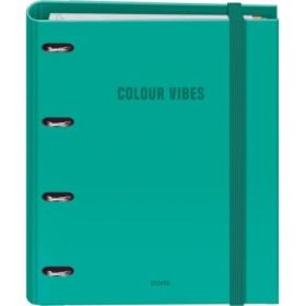 Dohe Colour Vibes Carpeta de 4 Anillas Mixtas de 35mm Recambio 100 Hojas Cuadricula 5mm - Formato A4 - Cierre con Goma - Incluye 4 Separadores y Sobre de Polipropileno - Color Verde