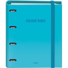Dohe Colour Vibes Carpeta de 4 Anillas Mixtas de 35mm Recambio 100 Hojas Cuadricula 5mm - Formato A4 - Cierre con Goma - Incluye 4 Separadores y Sobre de Polipropileno - Color Azul Cyan
