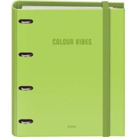 Dohe Colour Vibes Carpeta de 4 Anillas Mixtas de 35mm Recambio 100 Hojas Cuadricula 5mm - Formato A4 - Cierre con Goma - Incluye 4 Separadores y Sobre de Polipropileno - Color Verde Lima