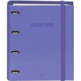 Dohe Colour Vibes Carpeta de 4 Anillas Mixtas de 35mm Recambio 100 Hojas Cuadricula 5mm - Formato A4 - Cierre con Goma - Incluye 4 Separadores y Sobre de Polipropileno - Color Morado