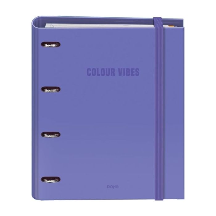 Dohe Colour Vibes Carpeta de 4 Anillas Mixtas de 35mm Recambio 100 Hojas Cuadricula 5mm - Formato A4 - Cierre con Goma - Incluye 4 Separadores y Sobre de Polipropileno - Color Morado