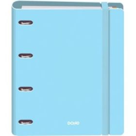 Dohe Serenity Polyfoam Carpeta de 4 Anillas Mixtas de 35mm A4 Recambio 100 Hojas Cuadricula 5mm - Cubierta de Polyfoam 2mm - Cierre con Goma - Incluye 4 Separadores y Sobre de Polipropileno - Color Azul