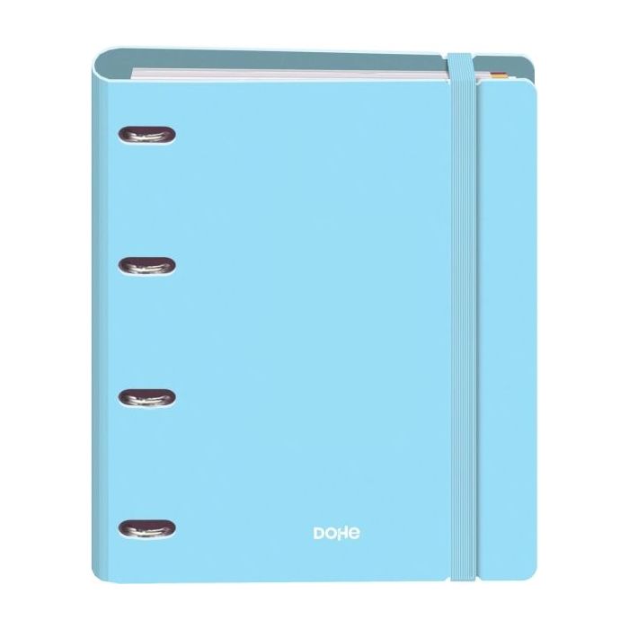 Dohe Serenity Polyfoam Carpeta de 4 Anillas Mixtas de 35mm A4 Recambio 100 Hojas Cuadricula 5mm - Cubierta de Polyfoam 2mm - Cierre con Goma - Incluye 4 Separadores y Sobre de Polipropileno - Color Azul