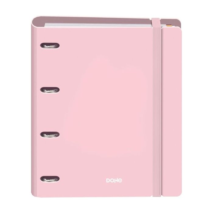 Dohe Serenity Polyfoam Carpeta de 4 Anillas Mixtas de 35mm A4 Recambio 100 Hojas Cuadricula 5mm - Cubierta de Polyfoam 2mm - Cierre con Goma - Incluye 4 Separadores y Sobre de Polipropileno - Color Rosa