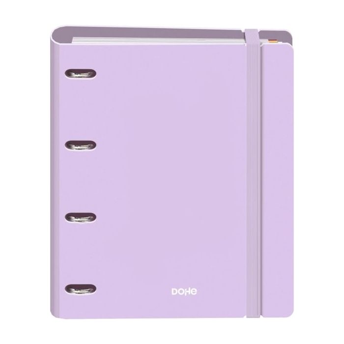 Dohe Serenity Polyfoam Carpeta de 4 Anillas Mixtas de 35mm A4 Recambio 100 Hojas Cuadricula 5mm - Cubierta de Polyfoam 2mm - Cierre con Goma - Incluye 4 Separadores y Sobre de Polipropileno - Color Morado