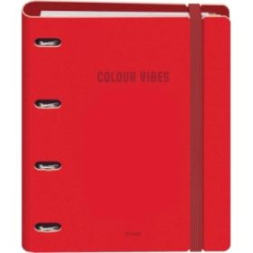Dohe Colour Vibes Polyfoam Carpeta de 4 Anillas Mixtas de 35mm A4 Recambio 100 Hojas Cuadricula 5mm - Cubierta de Polyfoam 2mm - Cierre con Goma - Incluye 4 Separadores y Sobre de Polipropileno - Color Rojo
