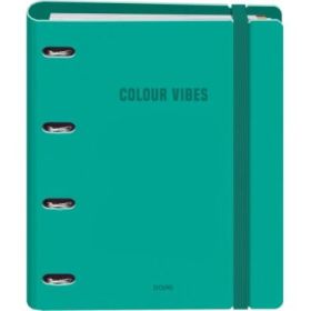 Dohe Colour Vibes Polyfoam Carpeta de 4 Anillas Mixtas de 35mm A4 Recambio 100 Hojas Cuadricula 5mm - Cubierta de Polyfoam 2mm - Cierre con Goma - Incluye 4 Separadores y Sobre de Polipropileno - Color Verde