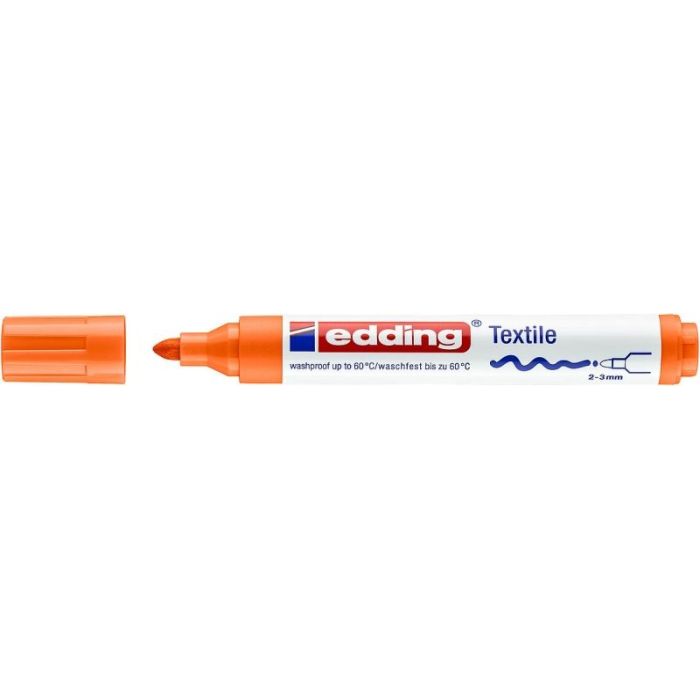 Edding 4500 Rotulador Permanente para Textil - Punta Redonda - Trazo entre 2 y 3mm - Olor Neutro - Secado Rapido - Color Naranja