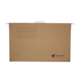 Bismark Pack de 3 Carpetas Colgantes Tamaño Folio Prolongado - Fabricadas en Kraft Marron de 230gr - Varilla de Aluminio