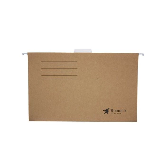 Bismark Pack de 3 Carpetas Colgantes Tamaño Folio Prolongado - Fabricadas en Kraft Marron de 230gr - Varilla de Aluminio