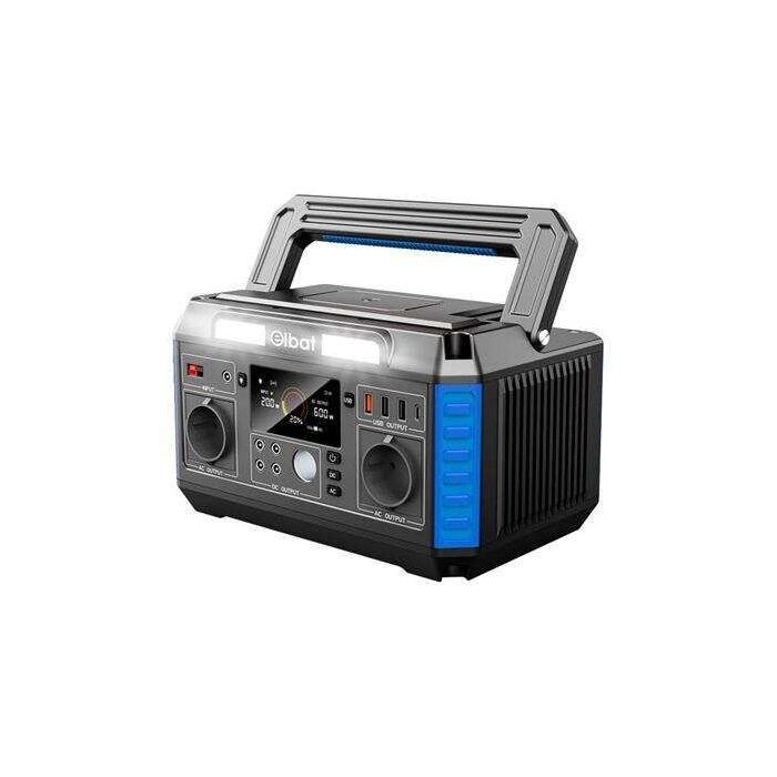 Elbat Generador de Energia Portatil - 600W - Bateria de Litio - Display LED - Carga Solar - Accesorios Incluidos - Puertos de Salida USB y DC - Color Negro
