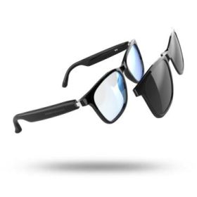 Energy Sistem RayFlex Music Gafas Bluetooth - Cristales Anti Luz Azul + Cristales Magneticos Polarizados con Proteccion UV400 - Reproduccion de Musica - Microfono y Asistente de Voz - IPX5 - Control Tactil - Color Negro