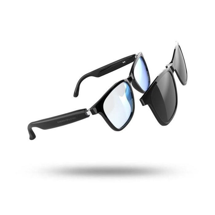 Energy Sistem RayFlex Music Gafas Bluetooth - Cristales Anti Luz Azul + Cristales Magneticos Polarizados con Proteccion UV400 - Reproduccion de Musica - Microfono y Asistente de Voz - IPX5 - Control Tactil - Color Negro