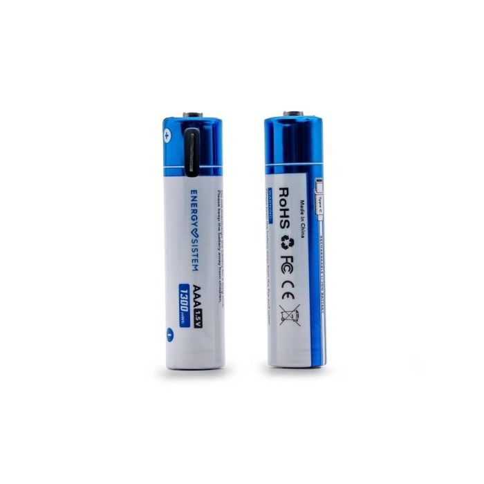 Energy Sistem Charge Pro C  Pack de 2 Pilas Recargables USB-C - 1100mWh - 740mAh - AAA  - 1.5V - Carga Por USB-C