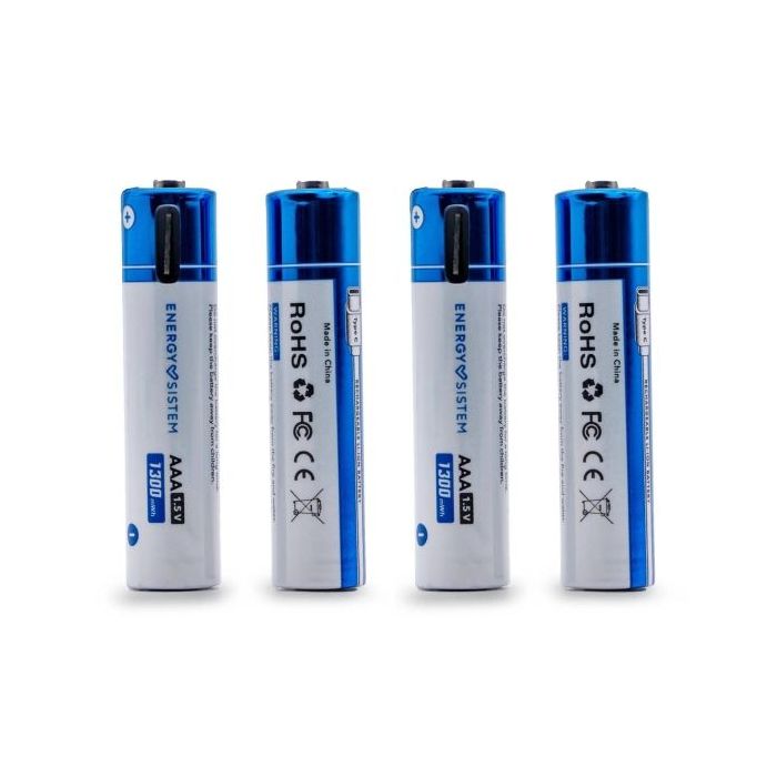 Energy Sistem Charge Pro C Pack de 4 Pilas Recargables USB-C - 1100mWh - 740mAh - AAA  - 1.5V - Carga Por USB-C