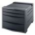 Esselte Europost Vivida Buc de 4 Cajones - 2 Medidas de Cajon - Deslizamiento Suave - Base con Goma Antideslizante - Color Gris/Negro
