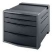 Esselte Europost Vivida Buc de 4 Cajones - 2 Medidas de Cajon - Deslizamiento Suave - Base con Goma Antideslizante - Color Gris/Negro
